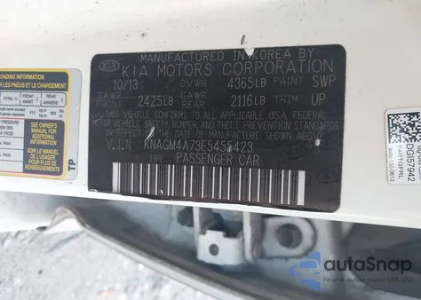 2014 Kia Optima Lx from USA, damaged, VIN KNAGM4A73E5455423